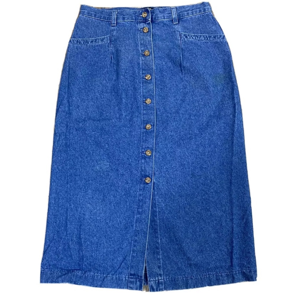 Vintage Lee 12P long denim blue jean button skirt